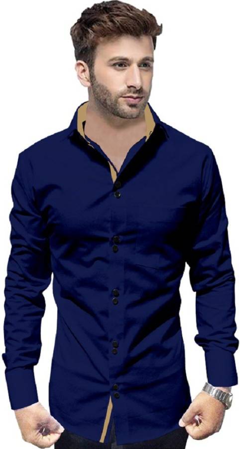 Men Regular Fit Solid Spread Collar Casual Shirt Price in India