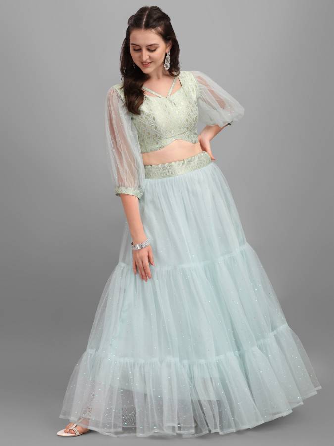 Self Design Semi Stitched Lehenga & Crop Top Price in India