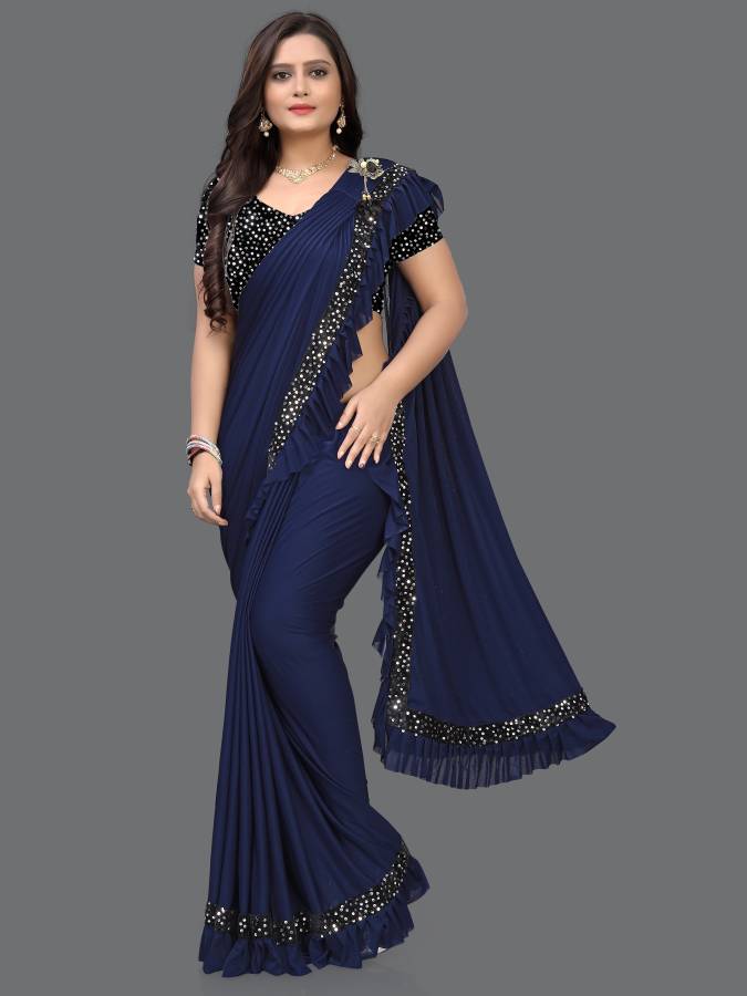 Solid Bollywood Silk Blend Saree Price in India
