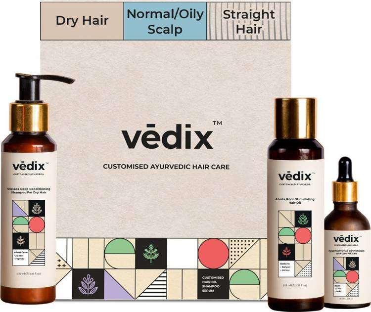 Vedix Hair Fall Control & Dandruff Care Regimen for Dry Hair -Normal-Oily Scalp & Straight Hair -3Product Kit Price in India
