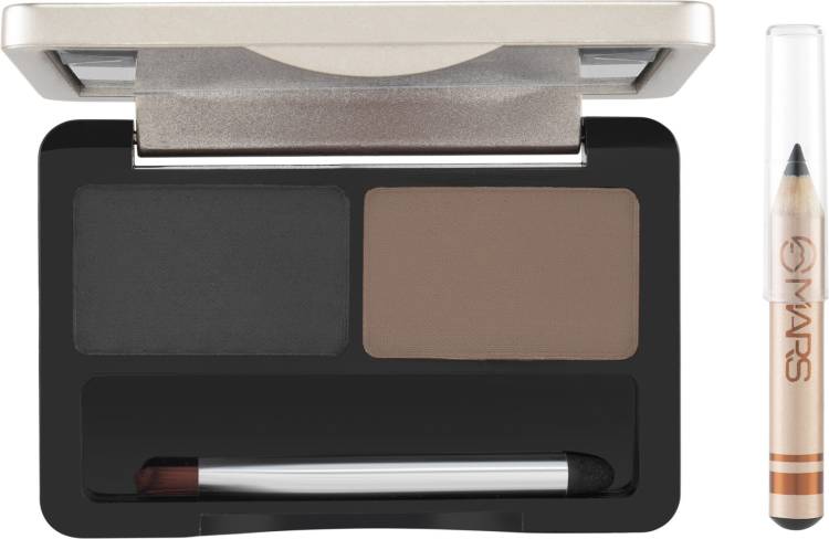MARS 3 In 1 Black and Brown Eyebrow Powder Palette and Eye Pencile With Brush 6.2 g Price in India