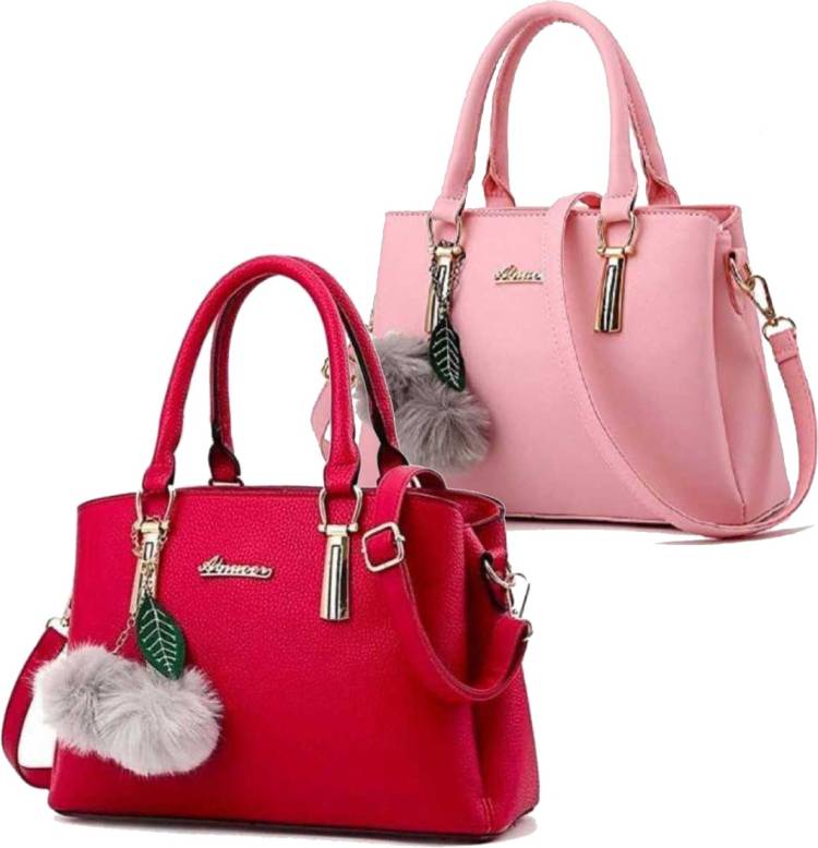 Women Red, Pink Hand-held Bag Price in India