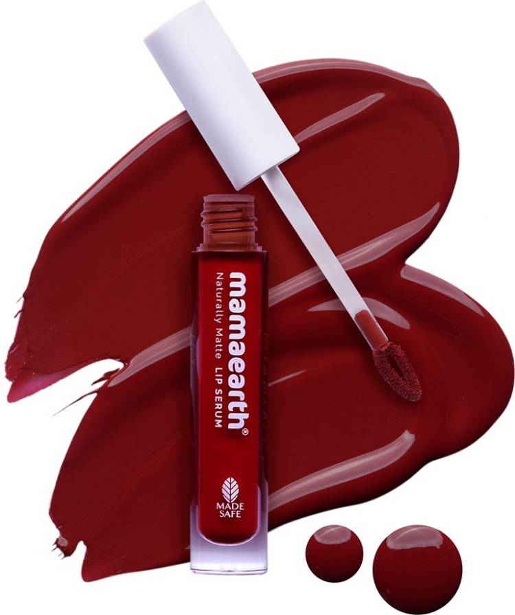 MamaEarth Naturally Matte Lip Serum - Matte Liquid Lipstick with Vitamin C & E For Upto 12 Hour Long Stay - Chirpy Cherry Price in India