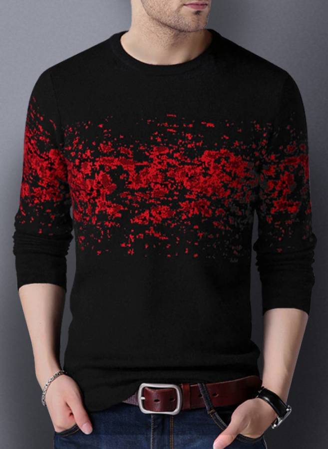 Printed Men Round Neck Red T-Shirt Price in India