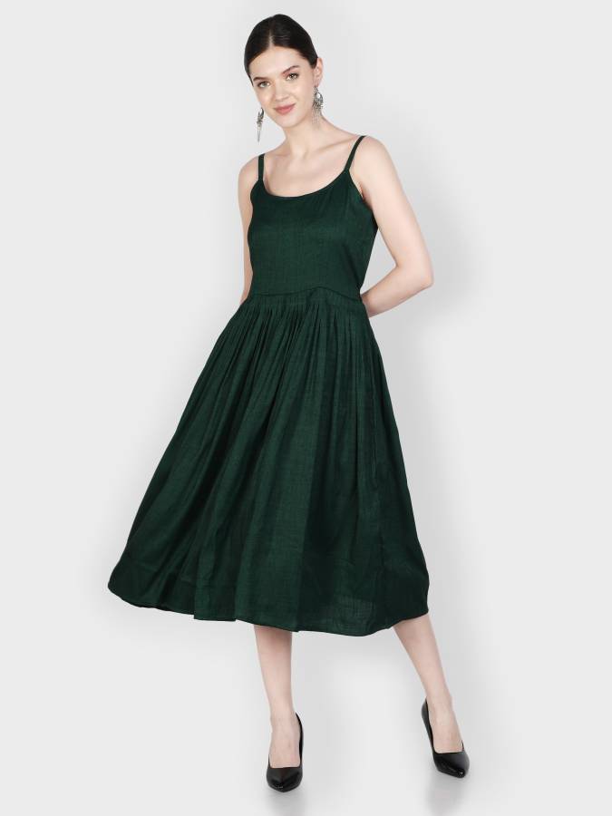 Women Maxi Dark Green Dress Price in India