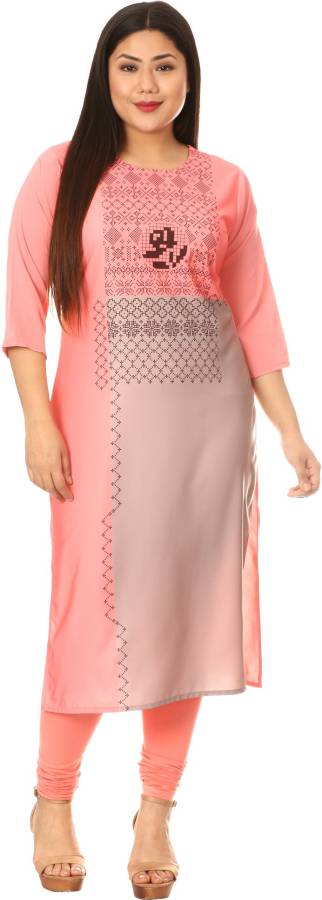 Women Printed Crepe Straight Kurta Price in India