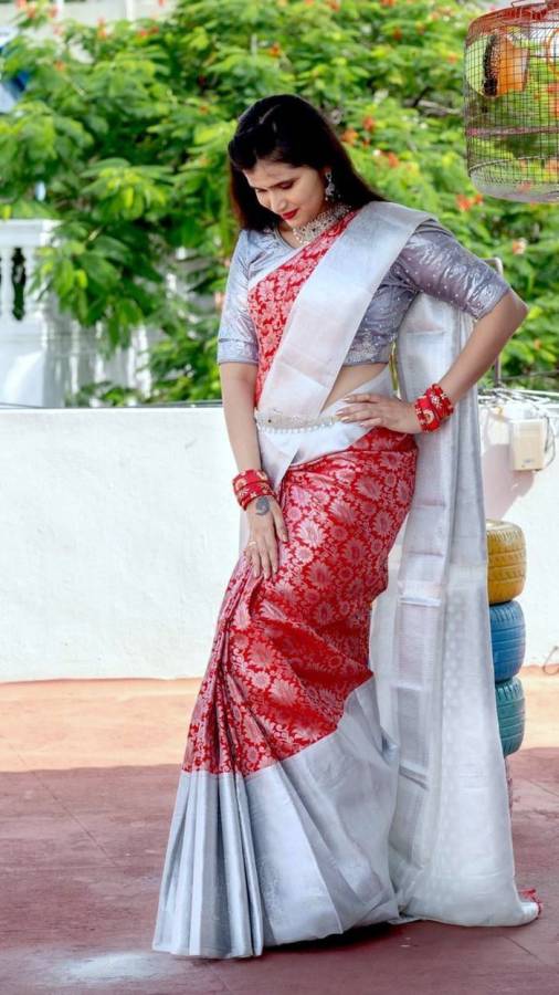 Self Design, Embellished Kanjivaram Pure Silk, Jacquard Saree Price in India