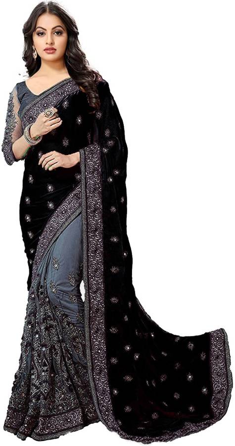 Embroidered Fashion Art Silk, Net Saree Price in India