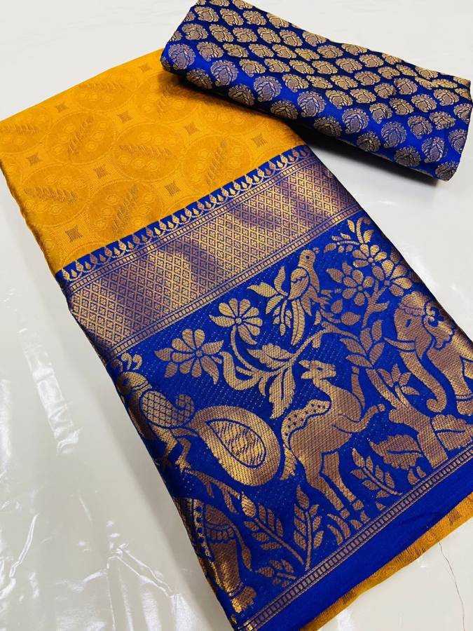 Self Design Arani Pattu Silk Blend Saree Price in India