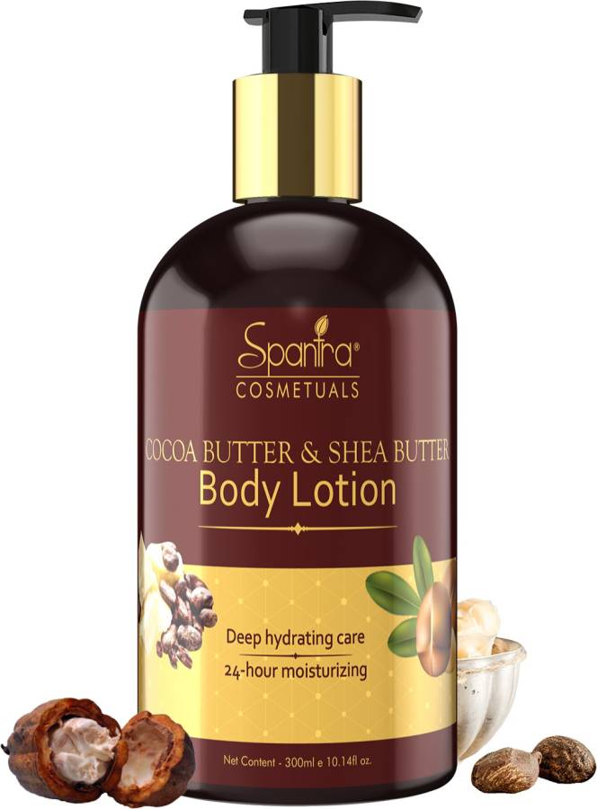 Spantra Cocoa Butter & Shea Butter Moisturizing Body Lotion, Deep Hydrating Care, 300ml Price in India