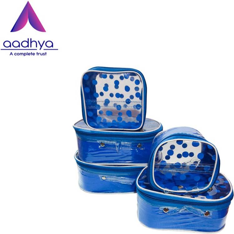 Aadhya polka dot 5 kit cosmetics,makeup,jewllery travelling organiser Special Vanity Box Price in India