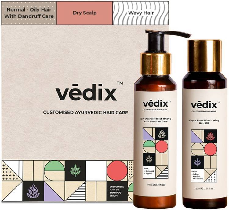 Vedix Customised Hair Growth Combo | Hair Oil For Hair Fall | Anti Hair Fall Shampoo | For Dandruff | Dry Scalp | Wavy Hair - 200 ml Price in India