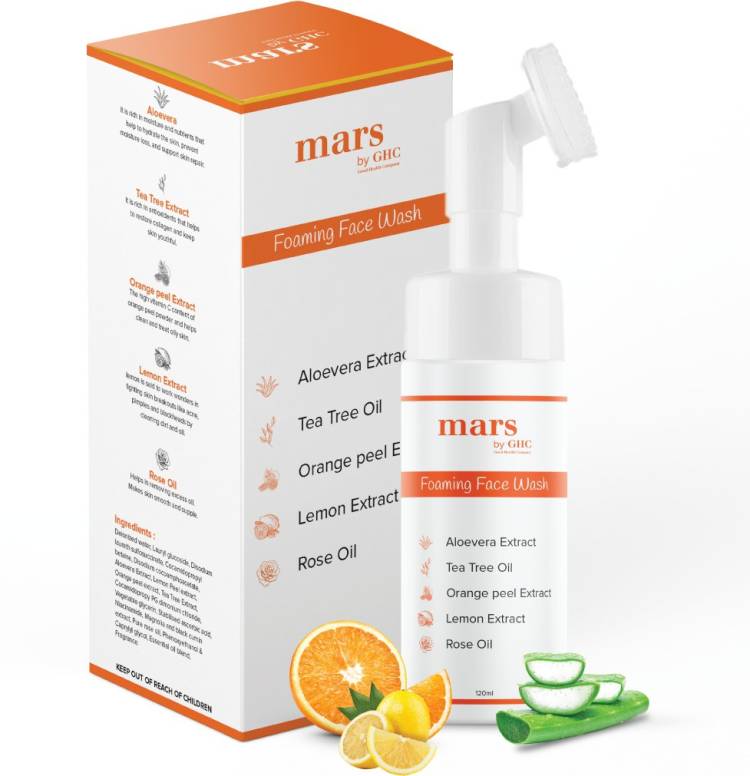 mars by GHC Foaming  With Built-in Brush, Tea Tree, Aloe Vera, Vitamin C-No Paraben Face Wash Price in India
