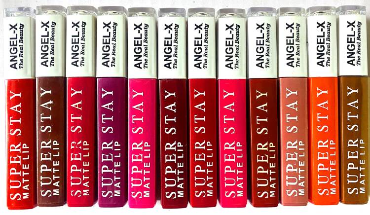 AngelX Crazy Super stay matte ink bold lip color liquid lipstick combo pack of 12 Price in India