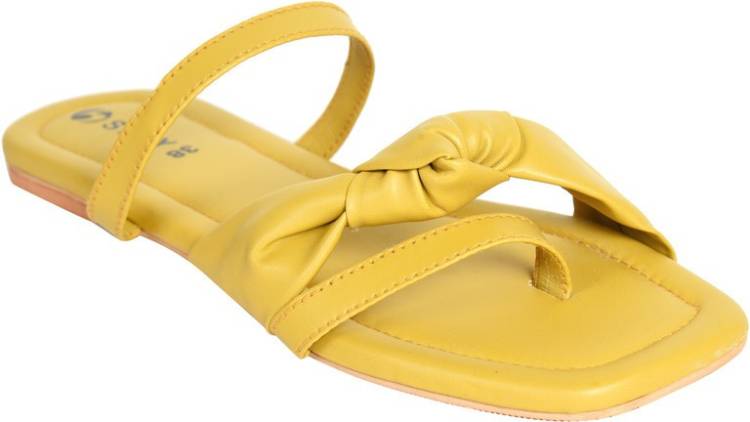 Women Yellow Flats Sandal Price in India