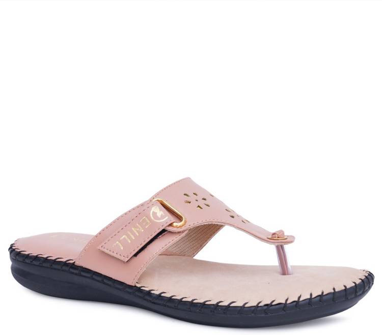 Women Gold, Pink Flats Sandal Price in India