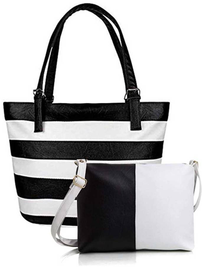 Women White, Black Shoulder Bag Price in India