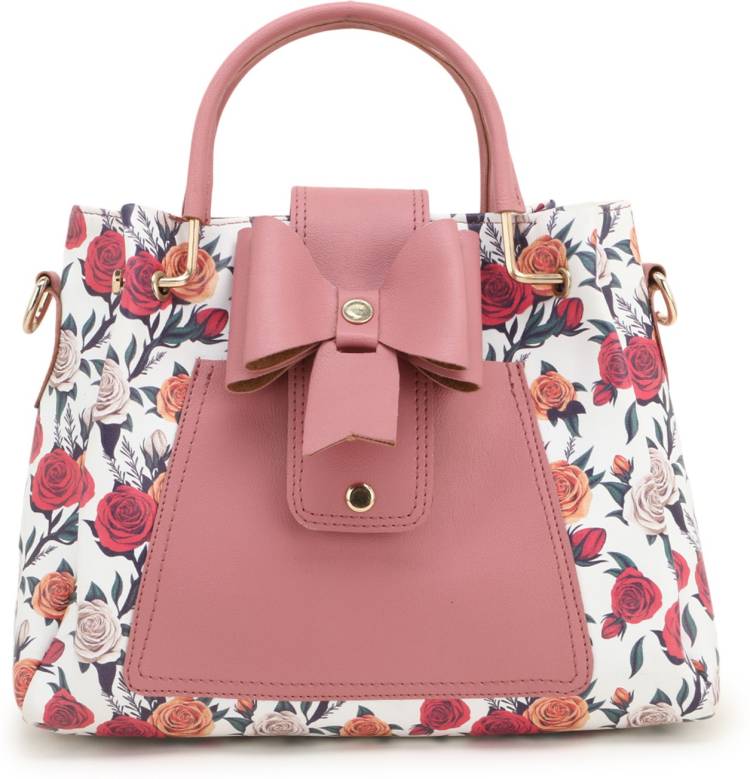 Women White, Pink Hand-held Bag Price in India