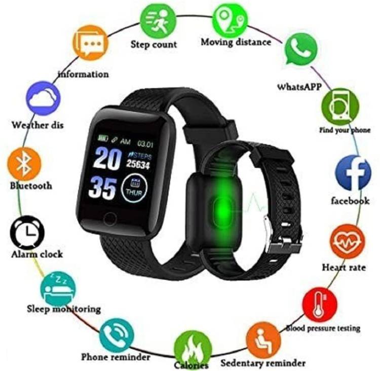 HIMOCEAN Latest ID-116 Plus Bluetooth Smart Fitness Band Watch WITH EXTENSION CABLE Smartwatch Price in India