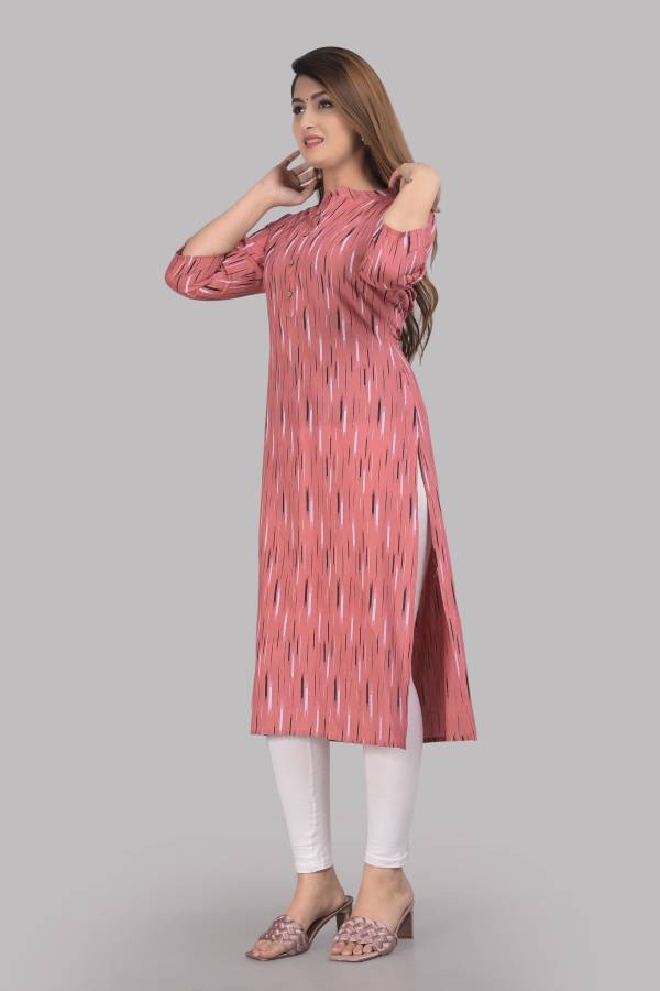 Women Striped Viscose Rayon Straight Kurta Price in India