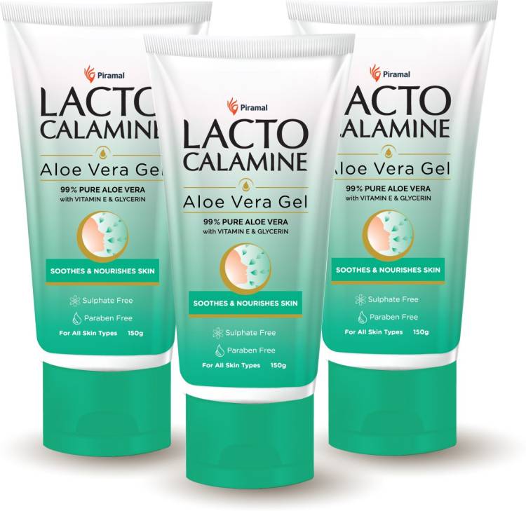 Lacto Calamine Aloe Vera Gel 99% Pure Natural, Vitamin E & Glycerin Non-Sticky Hydration Price in India