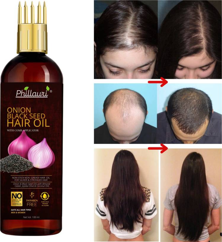 Phillauri Onion Hair Oil With Black Seed Oil Extracts - Controls Hair Fall 100ml Hair Oil Price in India