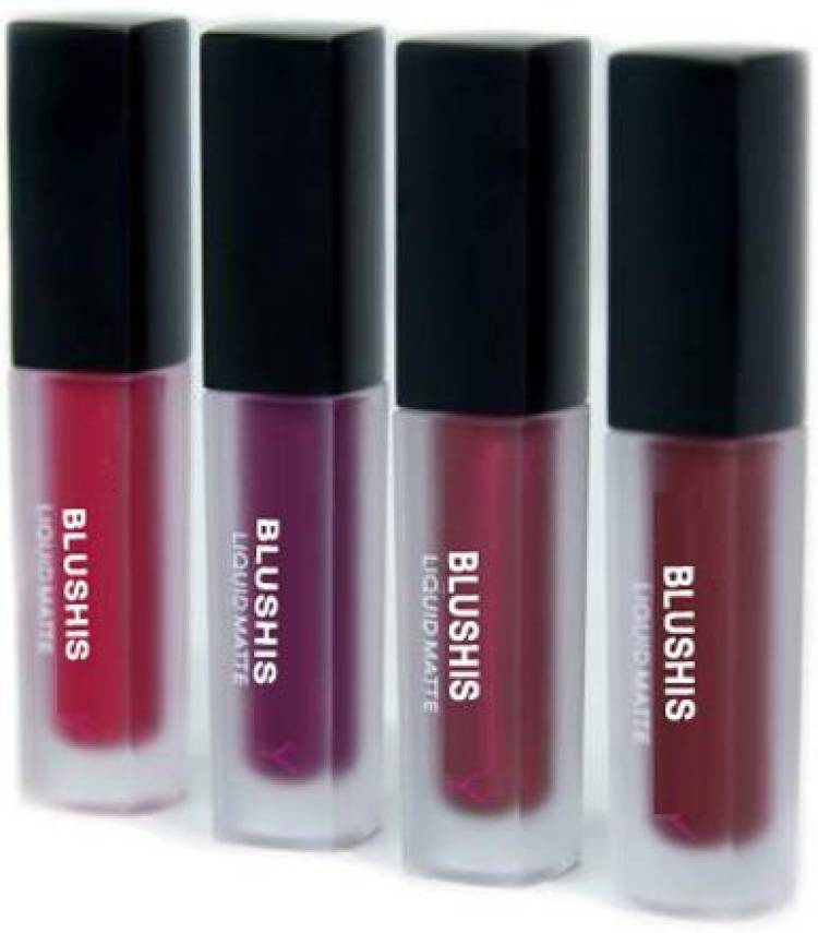 BLUSHIS Non Transfer Beauty Matte Minis Red Edition Liquid Lipstick Set of 4 Price in India