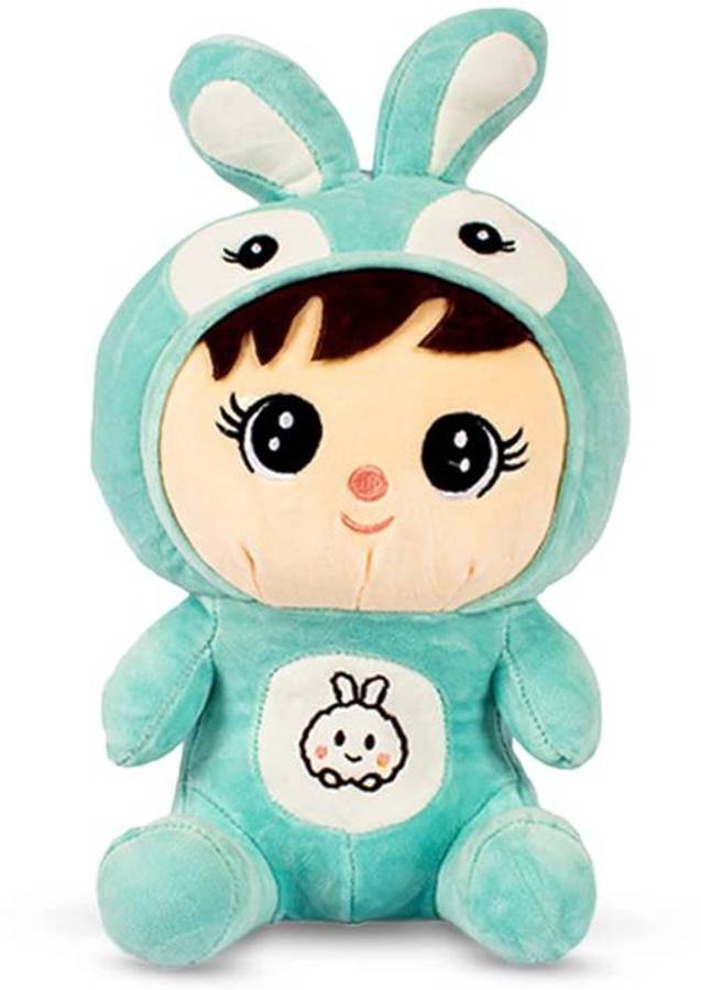 Crispy toys Bunny Cap Soft Toy for Kids Stuffed Baby Soft Toy Doll Toy Sky Blue  - 30 cm