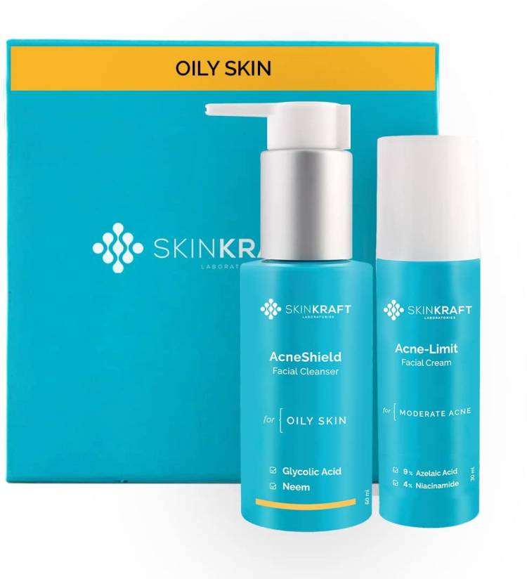 Skinkraft Acne Face Wash -Facial Serum Combo-Acne Shield Facial Cleanser -Acne Total Clear Solution Serum For Oily Skin Price in India