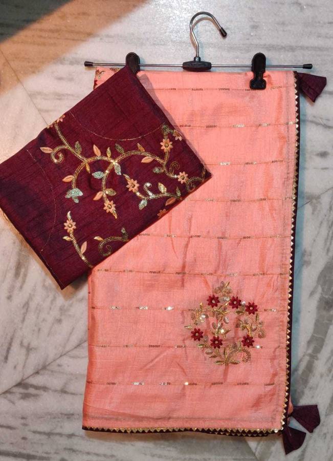 Embroidered Bhagalpuri Silk Blend Saree Price in India
