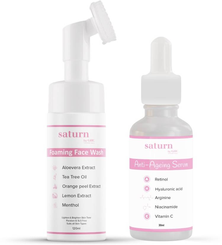 saturn by ghc Anti Ageing Serum (30ml) With Foaming Face Wash (120ml) For Acne and Oil Control Skin and Helps to Reduce Wrinkles On The Face Price in India