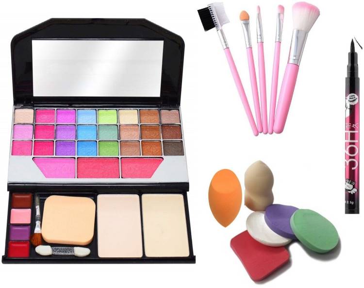 MY TYA Makeup Kit + Makeup Brushes + Makeup Sponges 6 Piece + Eyeliner Black Price in India