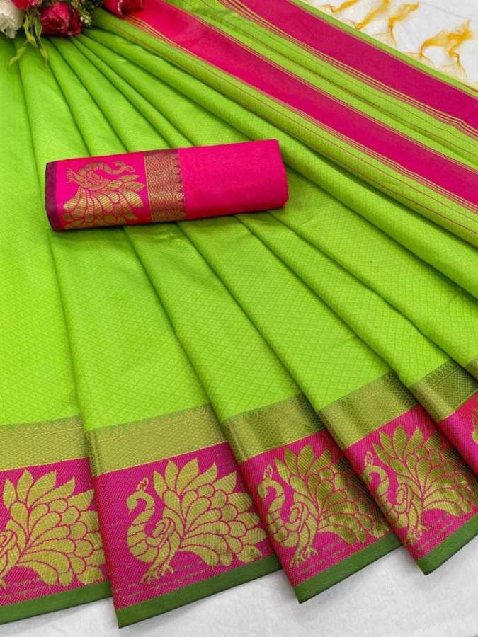 Woven Kanjivaram Silk Blend, Jacquard Saree Price in India