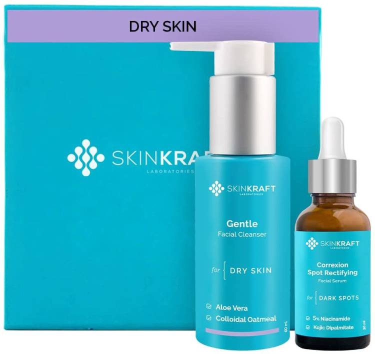 Skinkraft Skin Face Cleanser & Facial Serum Combo - Gentle Facial Cleanser & Correxion Spot Rectifying Facial Serum - Net Vol: 90 ml Price in India