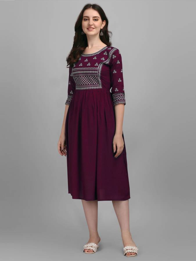 Women A-line Purple Dress Price in India