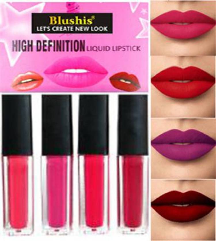 BLUSHIS Longlasting SensationaL Forever Liquid Matte Mini Lipstick Combo of 4 pc Price in India