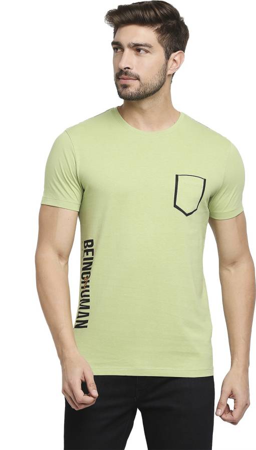 Solid Men Round Neck Light Green T-Shirt Price in India