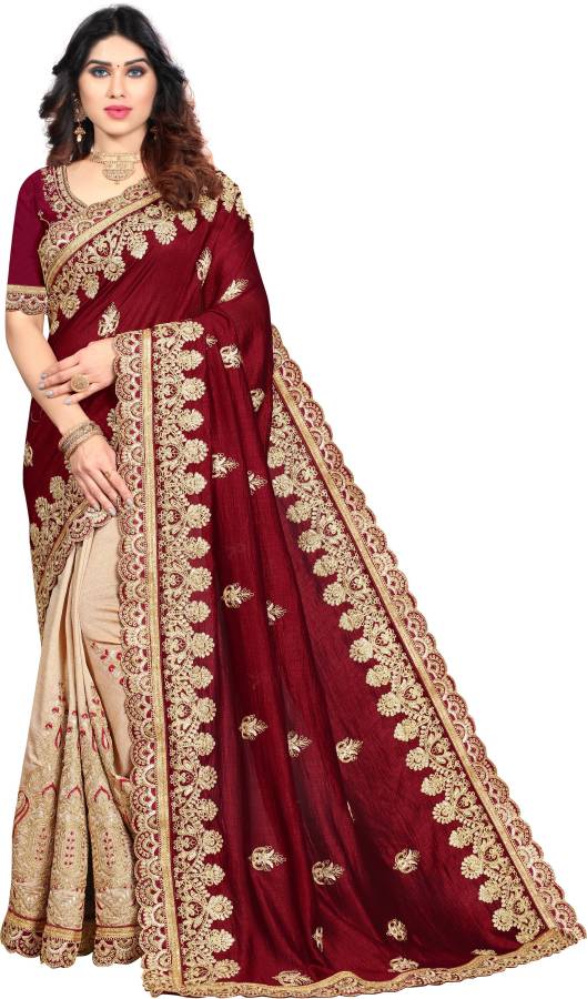 Embellished Bollywood Pure Silk, Viscose Blend Saree Price in India