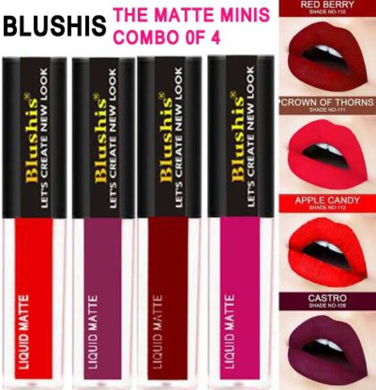 BLUSHIS Red Edition Liquid Matte Lipsticks Combo of 4 pc Price in India