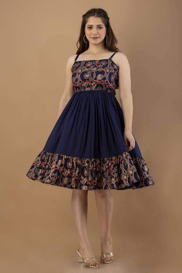 Women Skater Blue Dress Price in India