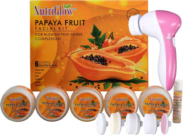 NutriGlow Papaya Facial Kit (250+10)g with 5 in 1 Face Massager Price in India