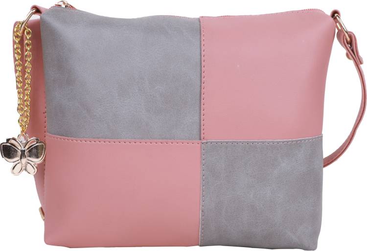 Pink, Grey Women Sling Bag Price in India