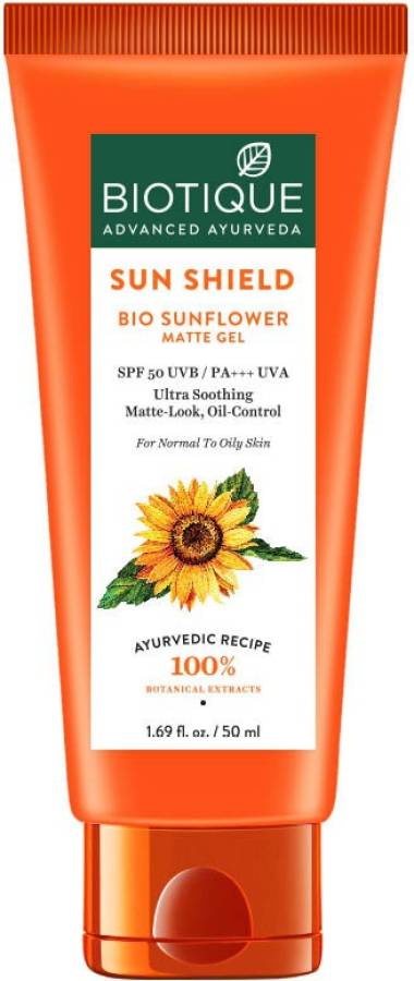 BIOTIQUE Sun Shield Sunflower Matte Gel Sunscreen Cream - SPF 50 Price in India