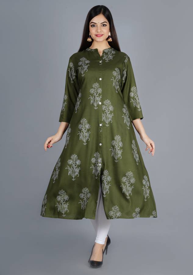 Women Floral Print Rayon A-line Kurta Price in India