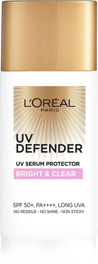 L'Oréal Paris UV Defender Serum Protector Sunscreen SPF 50 PA+++, Bright & Clear, 50 ml - SPF SPF 50 PA+++ Price in India