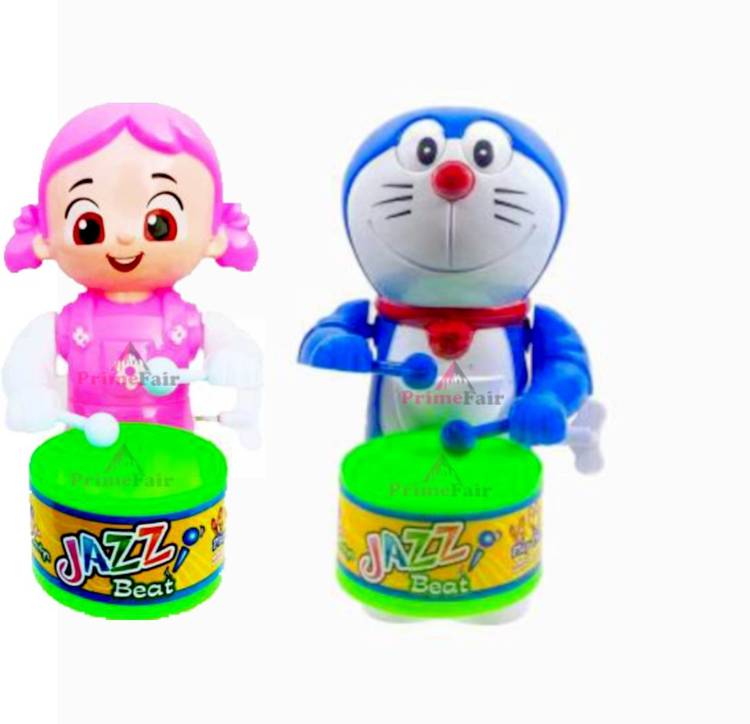 PRIMEFAIR Key-Operated Cute Drummer Toy with Drumming Dancing for Kids Baby Rattle Toys