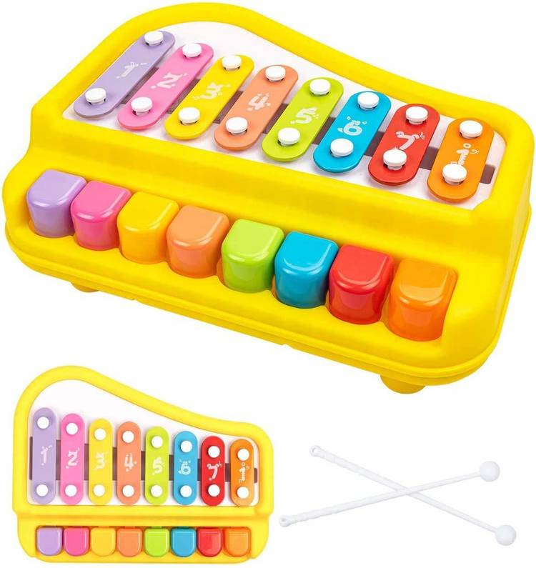 Goyal's Musical Big Size 8 Keys Xylophone Cum Piano, Non Toxic, Non-Battery Toy for Kids