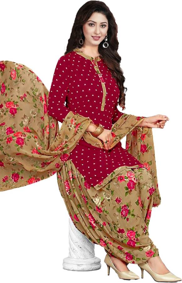 Unstitched Crepe Salwar Suit Material Floral Print, Geometric Print, Striped, Printed Price in India
