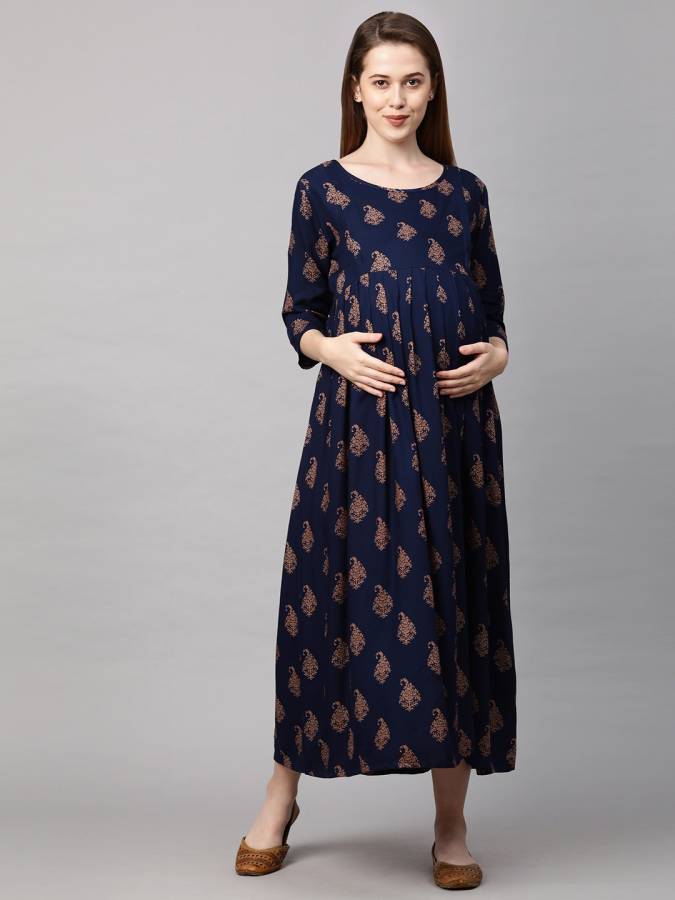 Women A-line Dark Blue Dress Price in India