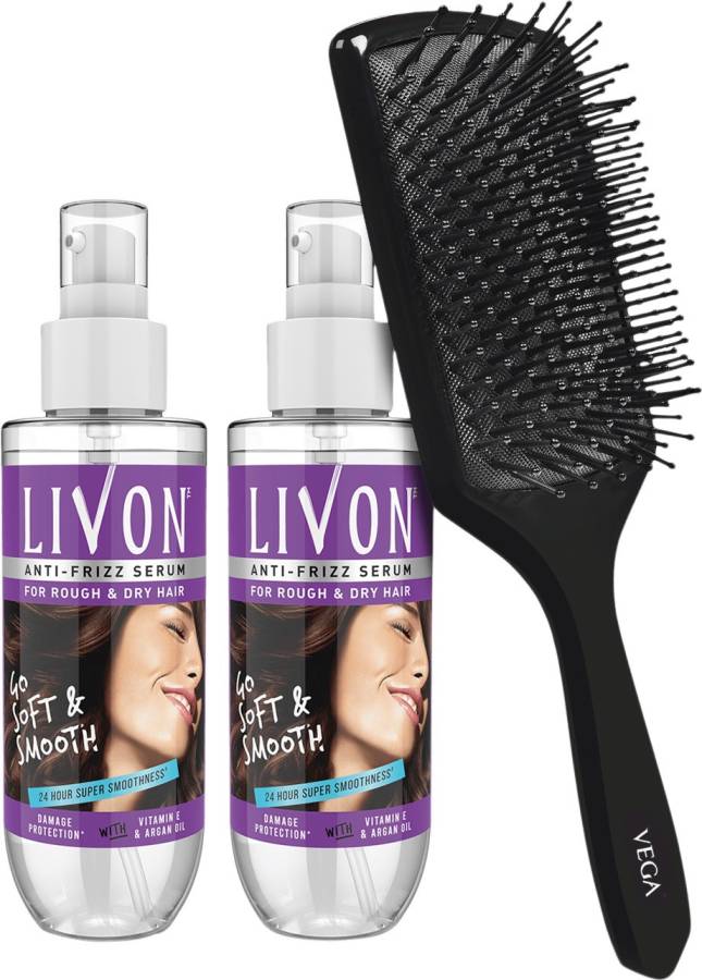 LIVON Hair Serum for Women & Men for Dry and Rough Hair with Vega Hair Brush Price in India